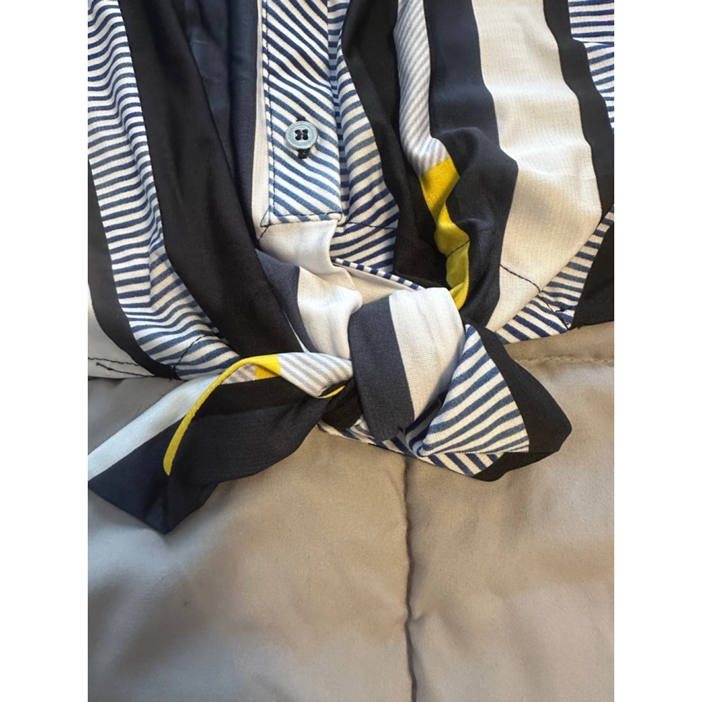 NWT Nygard Striped Tie Front Blouse Black Yellow PM/M - Picture 5 of 5